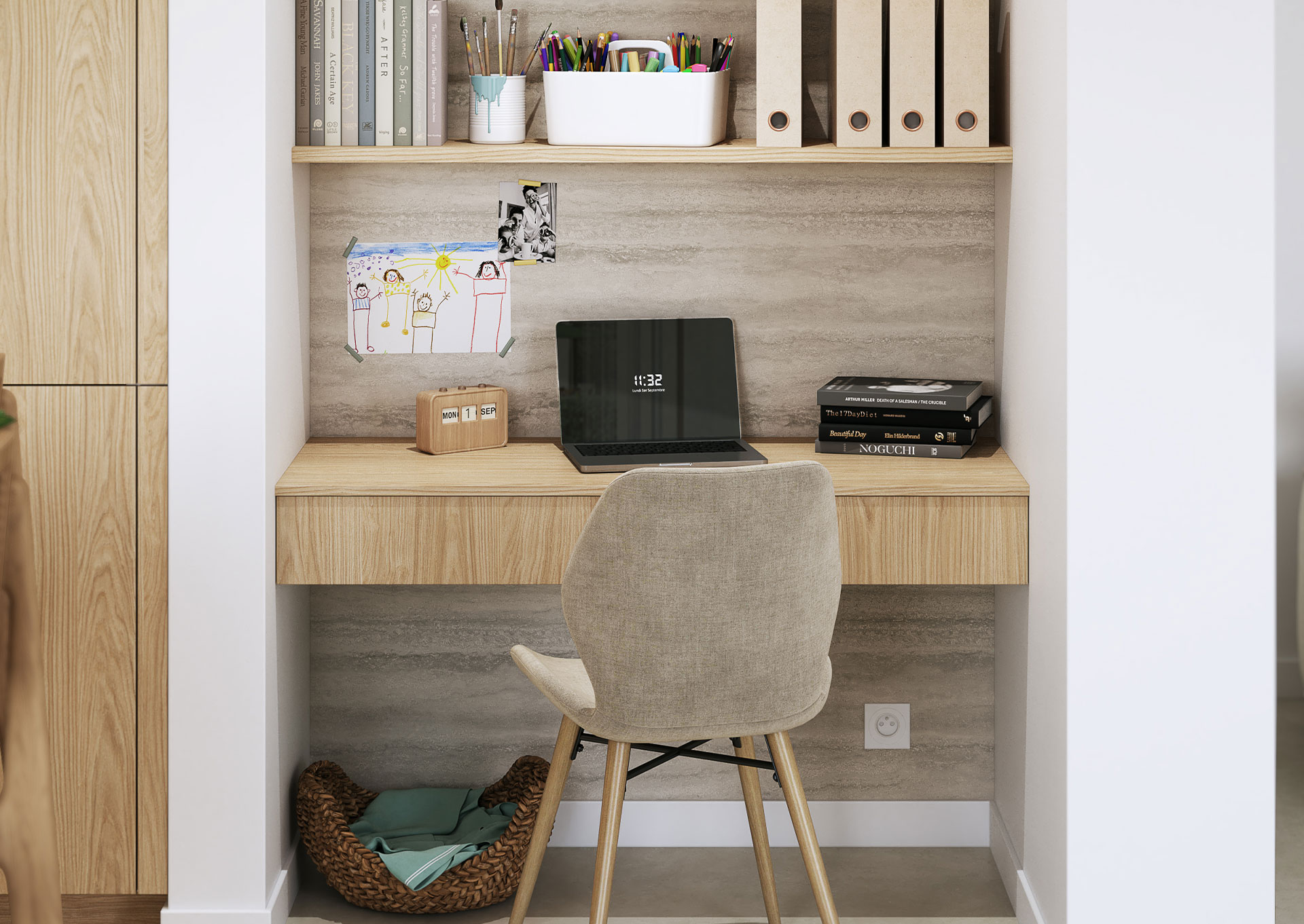 Bureau 120cm chêne de Côme