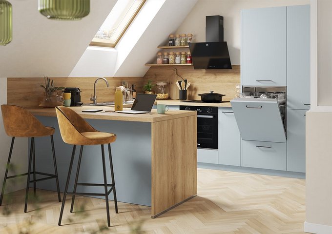 Gezellige blauwe keuken